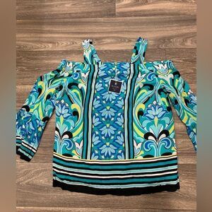 Kaari Blue Blouse Size 0X NWT